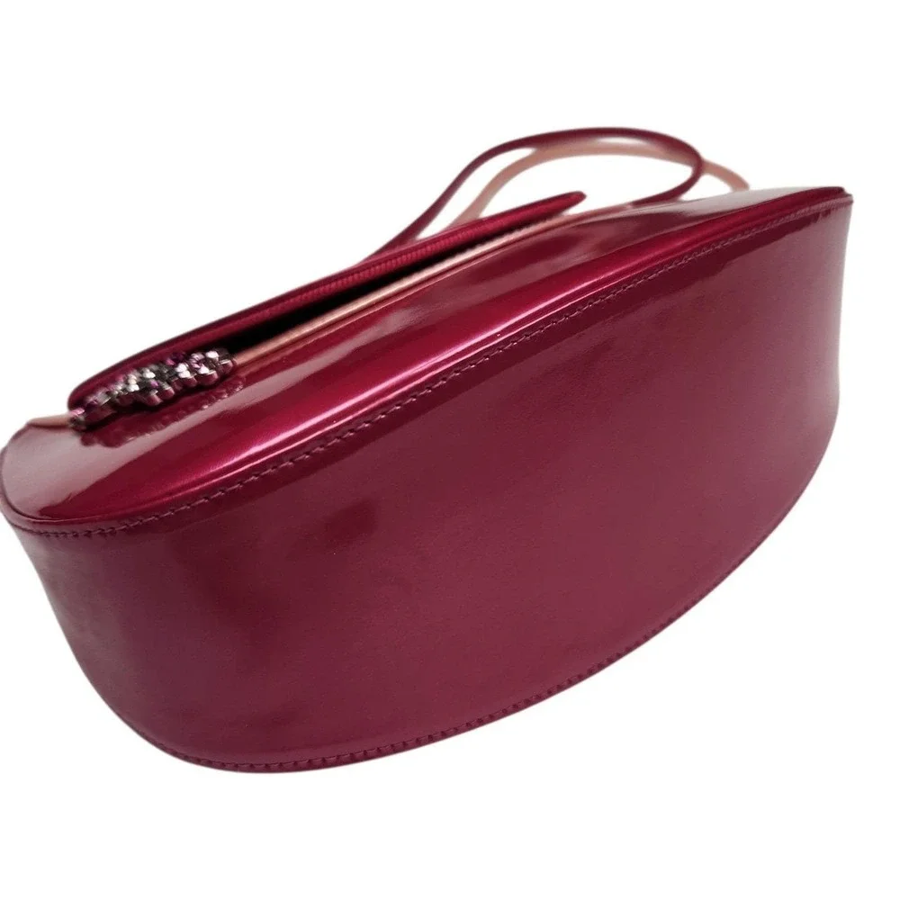 Stuart Weitzman Y2K 90s Shoulder Bag Purse Patent Leather Pink Rhinestone Spain